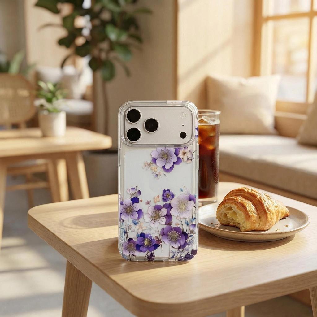 Applicable To Iphone17promax Mobile Phone Case, Colorful Laser Flower Apple 18 Anti-drop 17Pro Transparent Case
