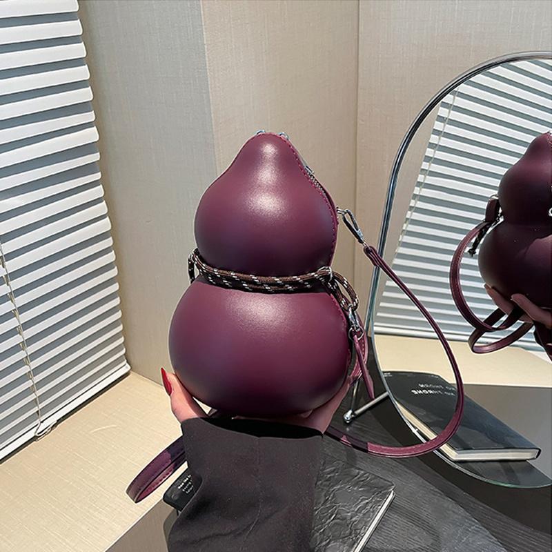 

Yogodlns Personalized Gourd One Shoulder Bags Design Sense Men s Ins Crossbody Bag Korean Fashion Mini Women s Phone Bag Trend 14x14x21cm вино красного