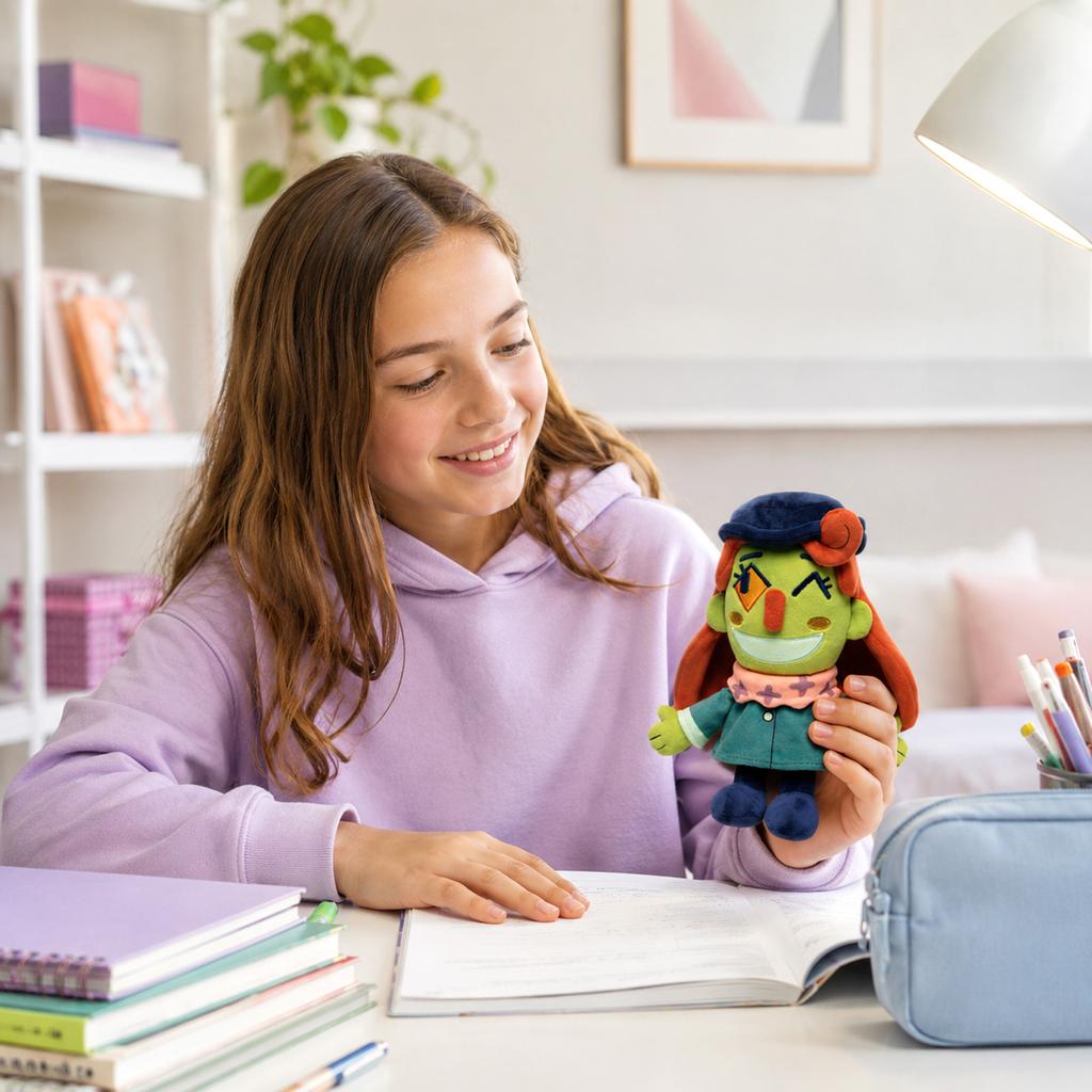 Soft Plush Doll Toy Stuffed Character Figure with Detailed Facial Features and Clothing Suitable for Collectors and Display