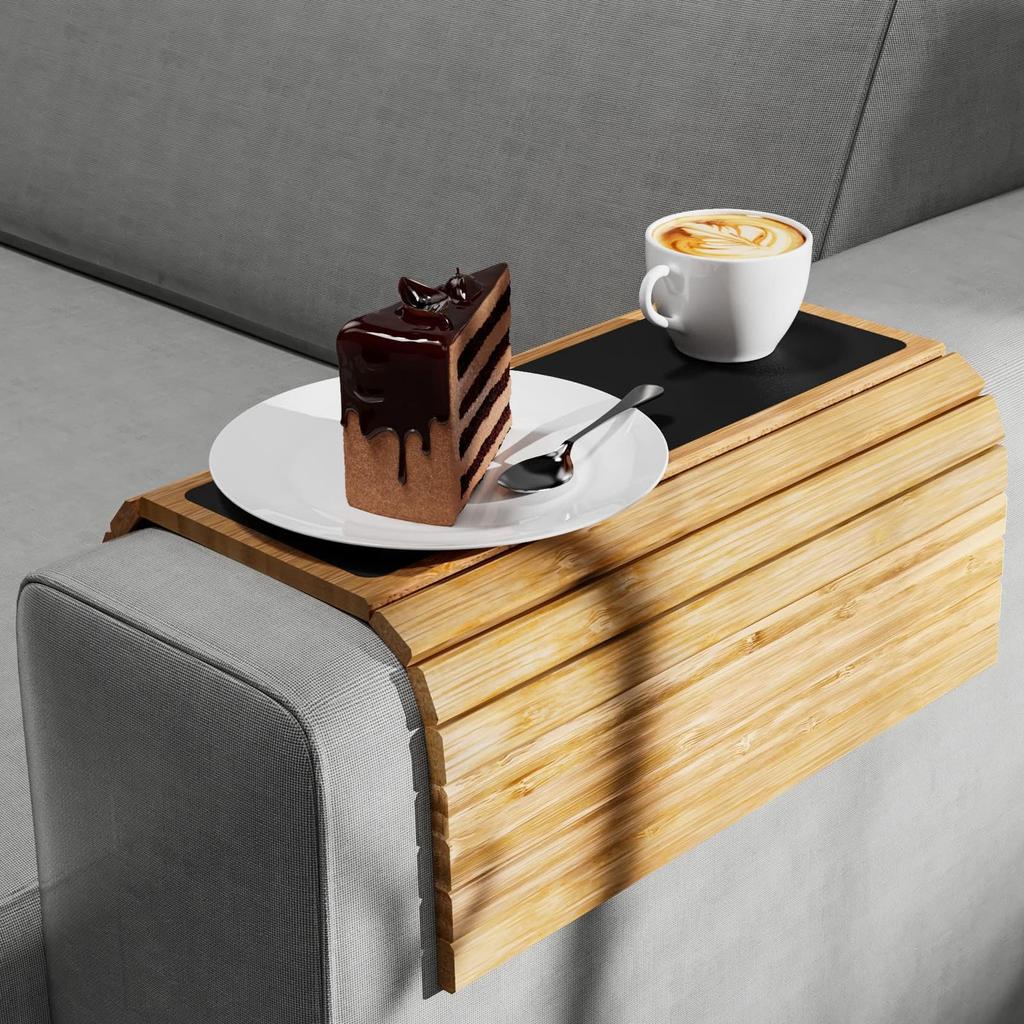 Sofa Armrest Tray Armchair Table Sofa Arm Tray Anti Slip Couch Arm Table for Snacks Drinks Remote Cups