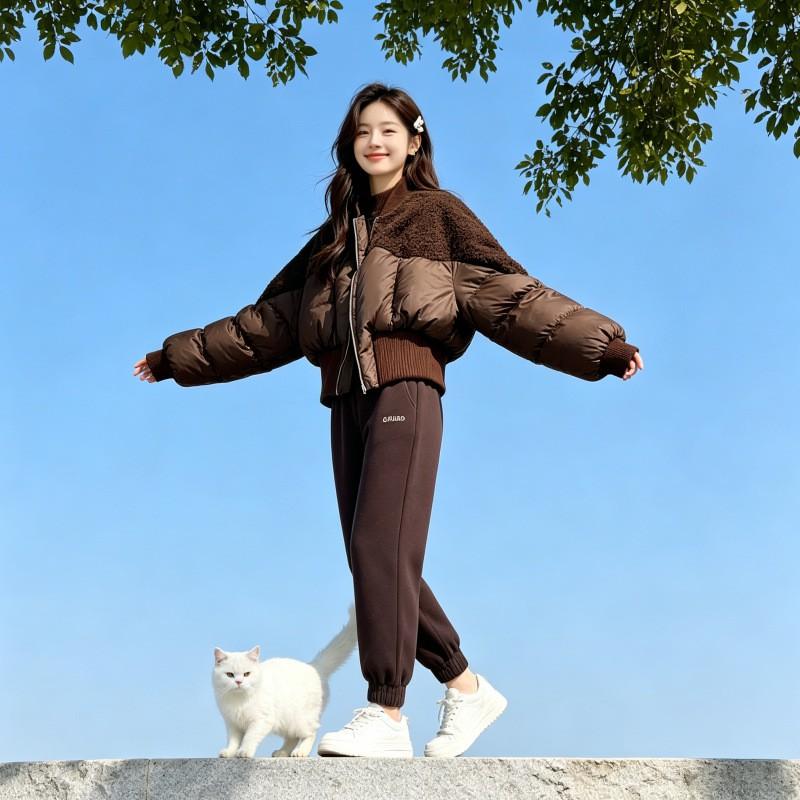 Womens Short Cotton Puffer Coat Winter Slim Fit Warm Casual Fashion Stand Collar Zip Up Jacket