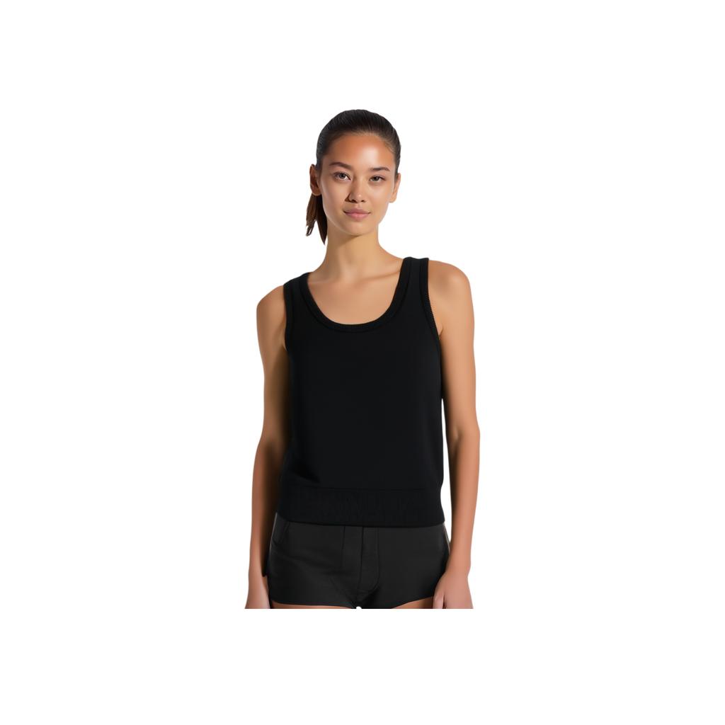 ONITSUKA TIGER Knit Tank Top Solid Color Round Neck Sleeveless Vest Unisex Tops Black 2183B270-001