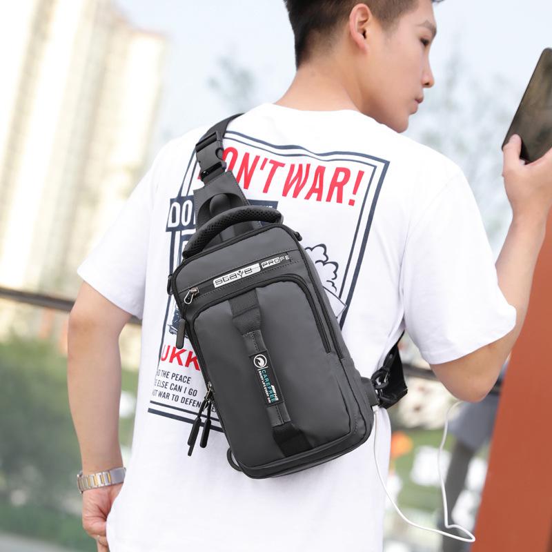 New Men's Chest Bag Charging USB Interface Chest Bag Multifunctional Single Shoulder Bag Backpack