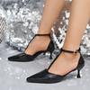 Fashion 2025 Summer New Closed Toe Women's Sandals Concise Fashion Dress Buckle Strap Thin Heel Shoes Daily Plus Size Cover Heel Sandals