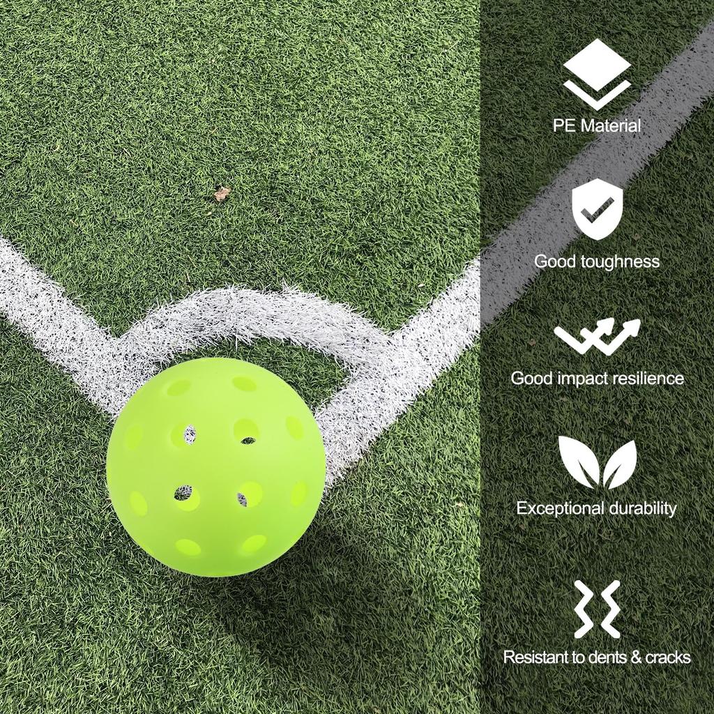 PATIKIL Glow In the Dark Pickleball 40 Holes Glow In the Dark Pickleball Set of 3 Outdoor Pickleball Balls with Mesh Bag for Indoor and Outdoor Sports