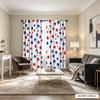 2PCS, Multi-color, Red and Blue Stars Pattern, Modern Style,  Flat Printed Curtains, 100% Polyester Fabric, Rod Pocket Style Flat