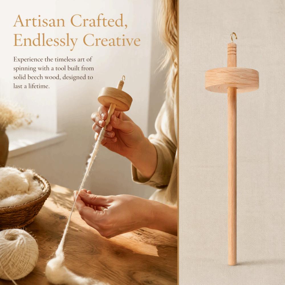 Artisan Carved Yarn Spinning Tool Comfortable Touch Top Whorl Spindle For Spinning Enthusiasts