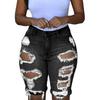 European & American Style High-Waisted Ripped Denim Shorts for Women