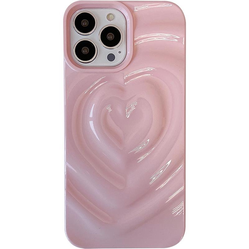 Retro Folds 3D Love Heart Case For For Iphone 13 11 12 14 1 16 17 Pro Max 17 Air Soft Shockproof Cover Bumper