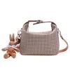 Simple Houndstooth Pattern Parent Child Shoulder Bag With Pendant For Kids Daily Use
