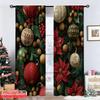 Set Of 2 Flat Printing Fashionable Christmas Curtains Decorations Pine Branch Elements Durable Polyester Fiber Birthday Curtain