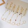 Stainless Steel Crystal Flower Hand Chain Ring Bracelet for Women Gold Plated Beads Adjustable Bracelets Party Wedding Jewelry
