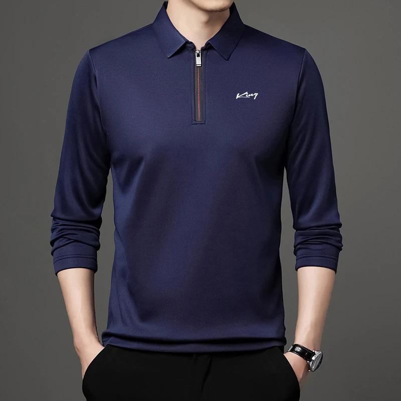 Zipper Fashion Men's Long Sleeve Polo Shirt Comfortable Solid Color Polyester Fiber Outdoor Casual Daily Suitable for Spring