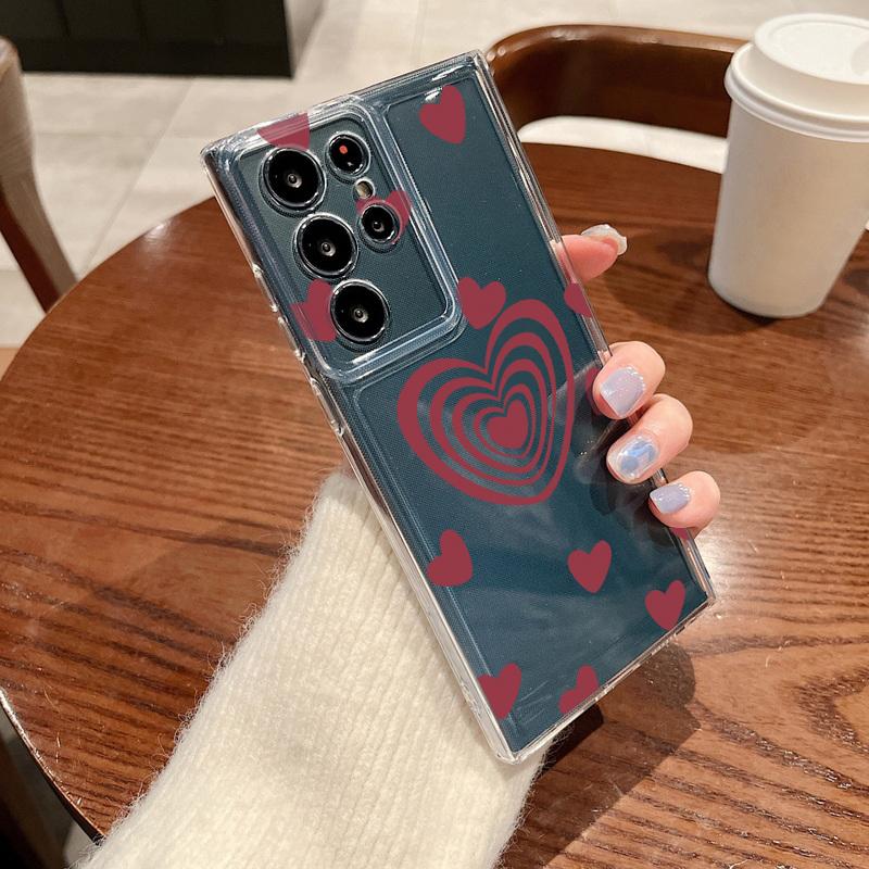 Silky Love Hearts Case For Samsung Galaxy S26 Ultra S25 FE S24 S23 S22 A54 A15 A35 A55 A16 A36 A56 A17 A37 A57 5G Soft Cover