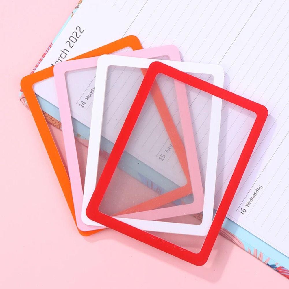 5 PCS New PVC Transparent Card Holder Clear Colored Borders Hard Edge Card Sleeve High Definition Smooth Photo Holder