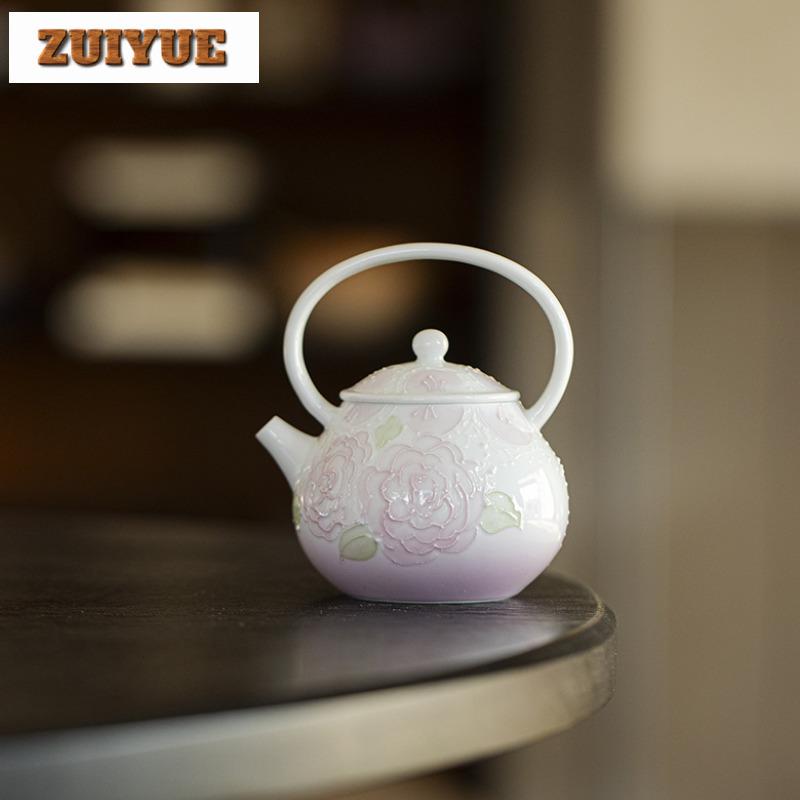 120ml Hand-painted Rose Handle Bead Curtain Teapot Luxury Tea Infuser Pot Tea Making Kettle With Strainer Tea Items Decoration