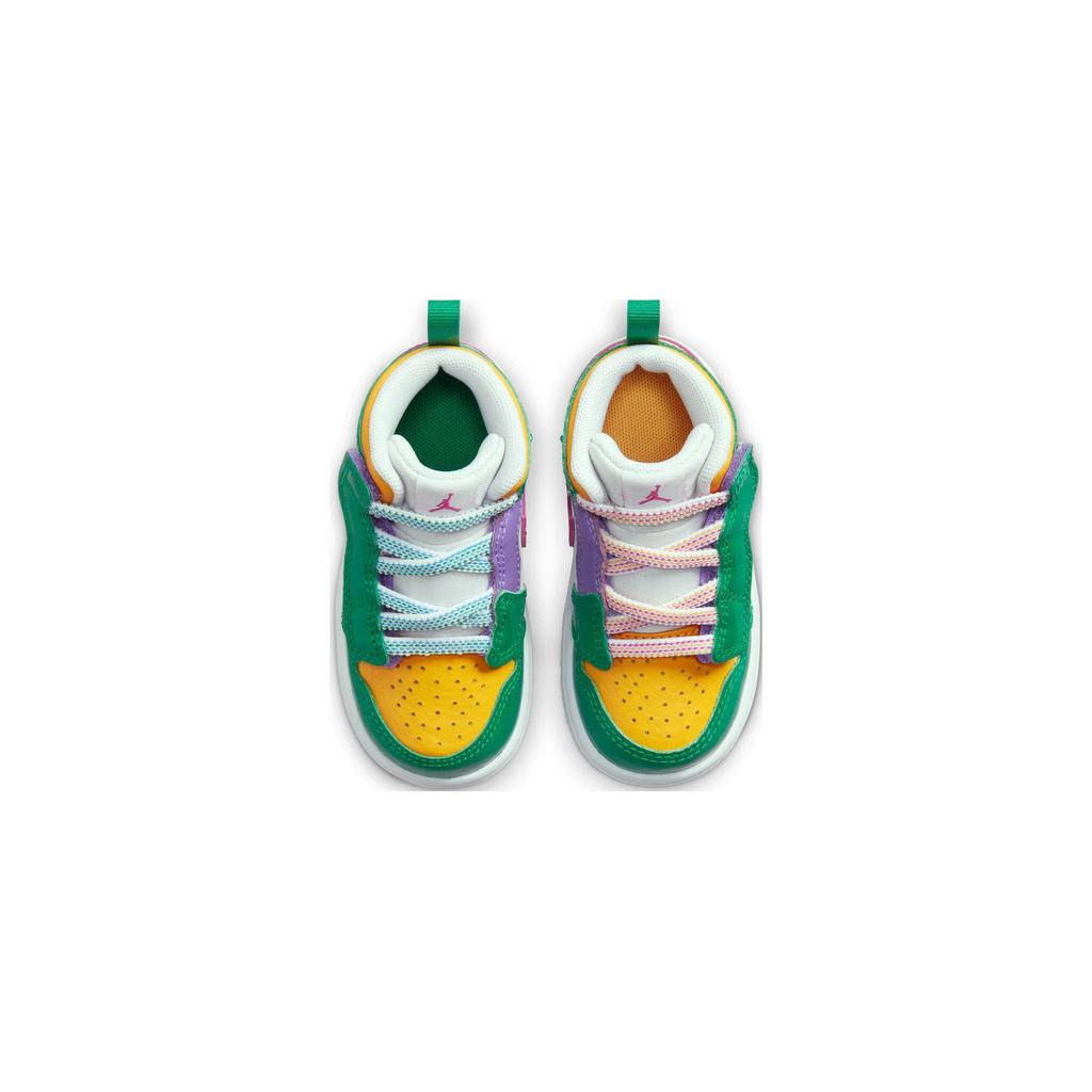 Jordan 1 Mid ALT Malachite White University Gold Active Pink (TD) Baby Sneakers DZ5536-300