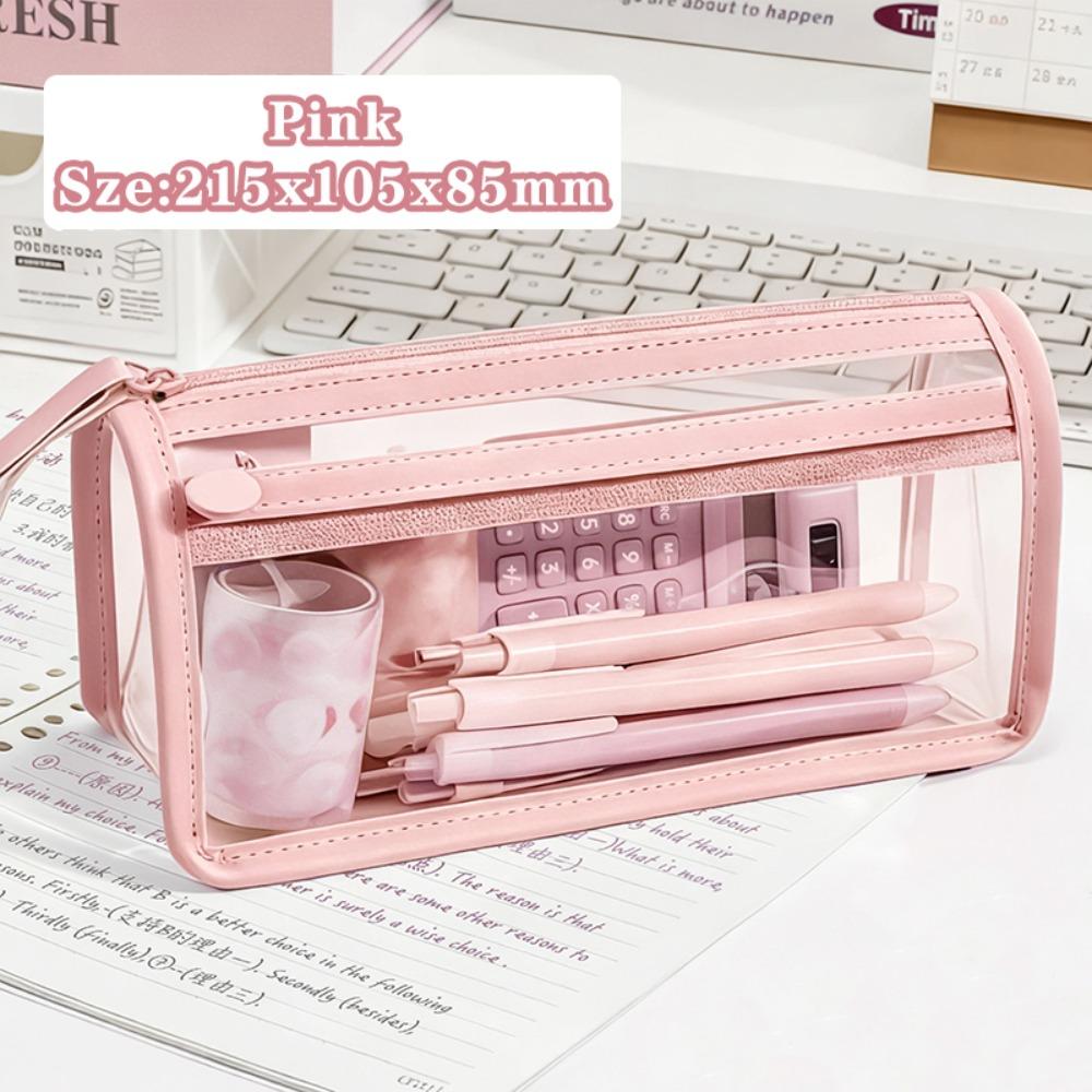 Transparent Pen Bag Stable Triangle Base Stationery Pouch Multi-functional Pencil Case  Students