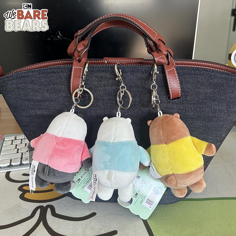 We Bare Bears Cartoon Plüsch Schlüsselanhänger 12cm Herz Anhänger Liebesherz Design, Niedliches Hängeornament