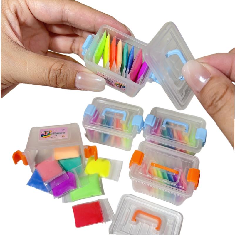 1 Set Mini Dollhouse 8-Color Ultra Light Clay Box Model Doll House Handheld Box Decoration Props Miniature Scene Accessories