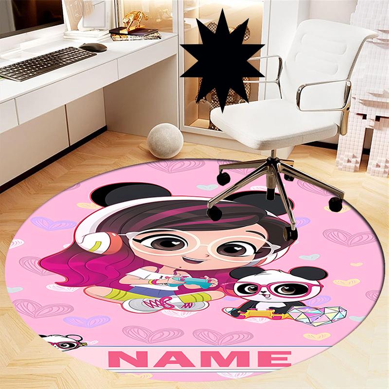 Custom Name Luluca Panda Printed Round Rug Carpet Chair Rug Area Rug Entryway Doormats,for Office Chair Living Room Bedroom Kitchen Room.