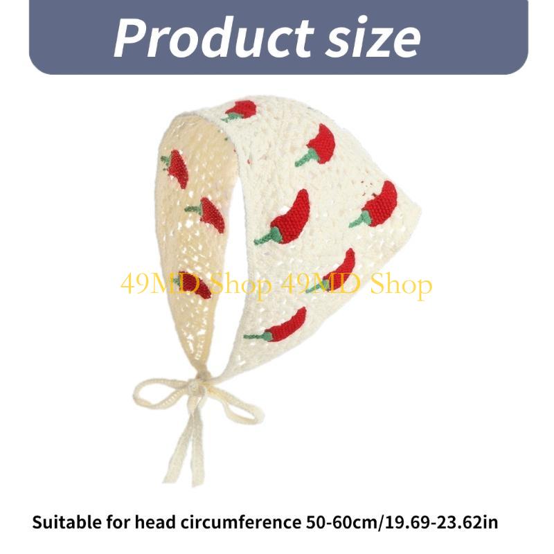 49MD French Crochet Headscarf Hairband for Women Hair Bandanas Ethnic Decorative Headband Bohemian Flower Photo Hair Scarf