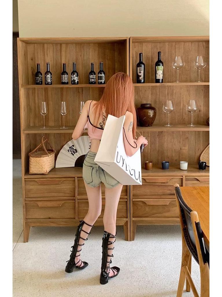 American Retro Low-Waist Spicy Girl Super Short Denim Hot Pants for Women