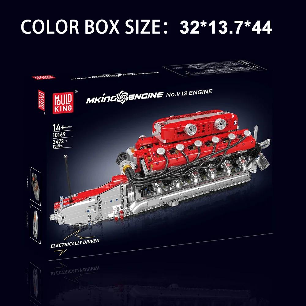 MOULD KING 10169 V12 Engine Model Building Block Kit Sports Car 3472PCS Motor Drive Puzzle Block Assembly Toys Christmas Gifts