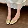 2025 Spring and Autumn New Fashion Versatile Round Head Shallow Mouth Single Shoes Women's Summer Comfortable Versatile Flat-bottomed Small Silver