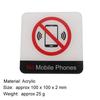 Ingen mobiltelefoner skilt klistremerke Offentlig sted logo Akryl veggklistremerker Forbudsskilt Merknad Butikk inne Advarselsplakett