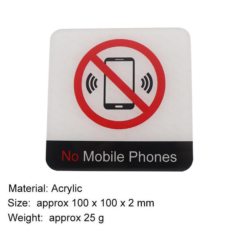 No Mobile Phones Signs Sticker Public Place Logo Acrylic Wall Stickers Prohibition Badge Notice Store Inside Warning Plaque
