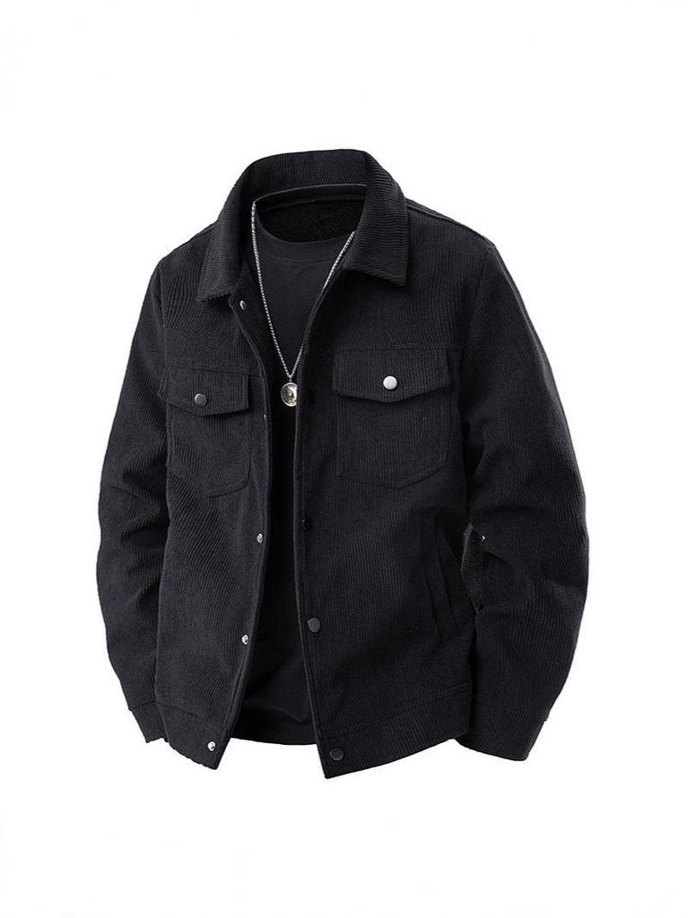 Men's Retro Corduroy Workwear Jacket: Casual American Style, Cool Lapel Top for Spring and Autumn.