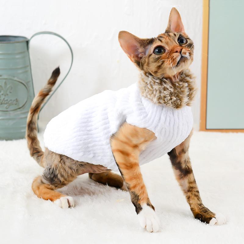 Devon Rex Thickening Plush Coat Cat Sweater Costume Sphynix Clothes Katten Sphynx Pullover Clothing Products for Winter Outwear