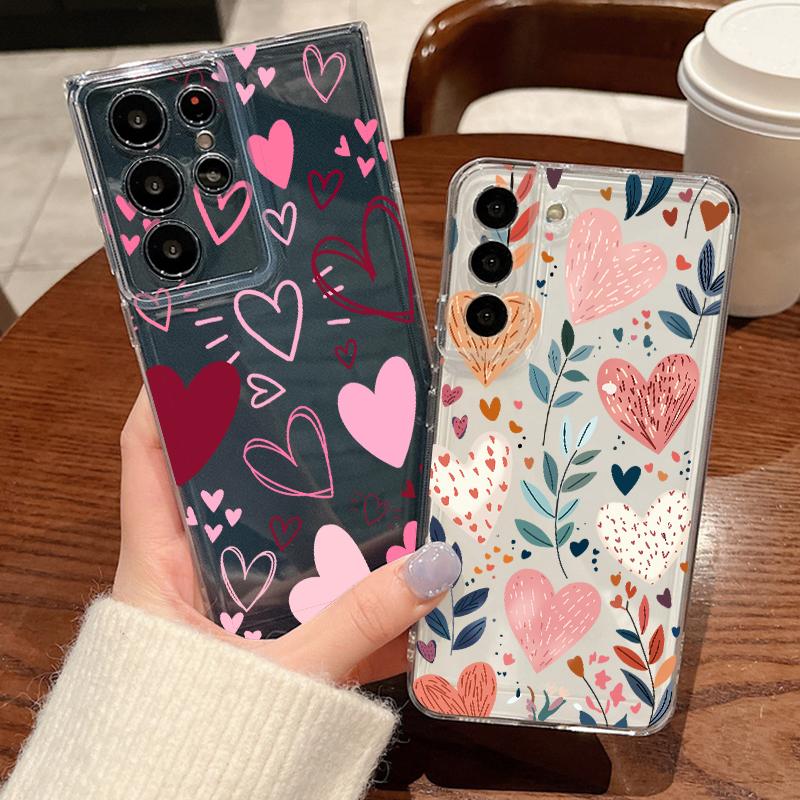Pink Love Hearts Eye Case For Samsung Galaxy S26 Ultra S25 FE S24 S23 S22 A54 A15 A35 A55 A16 A36 A56 A17 A37 A57 5G Soft Cover
