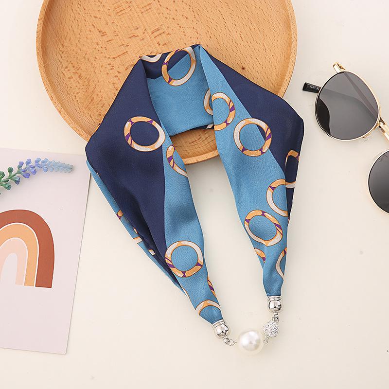 

Шелковый шарф-ожерелье в корейском стиле: Жемчужная подвеска, магнитная застежка, женский тонкий чокер