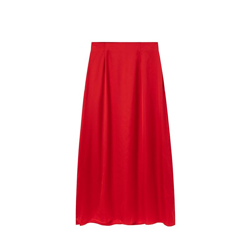 2024 Spring/Summer Women's Faux Silk Satin Bodycon Midi Skirt Casual European & American Style
