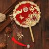 Traditional Chinese Style Bride Group Fan Handmade Vintage Bride Hand Held Fan Flower Xiuhe Fan Hanfu Fan Photography