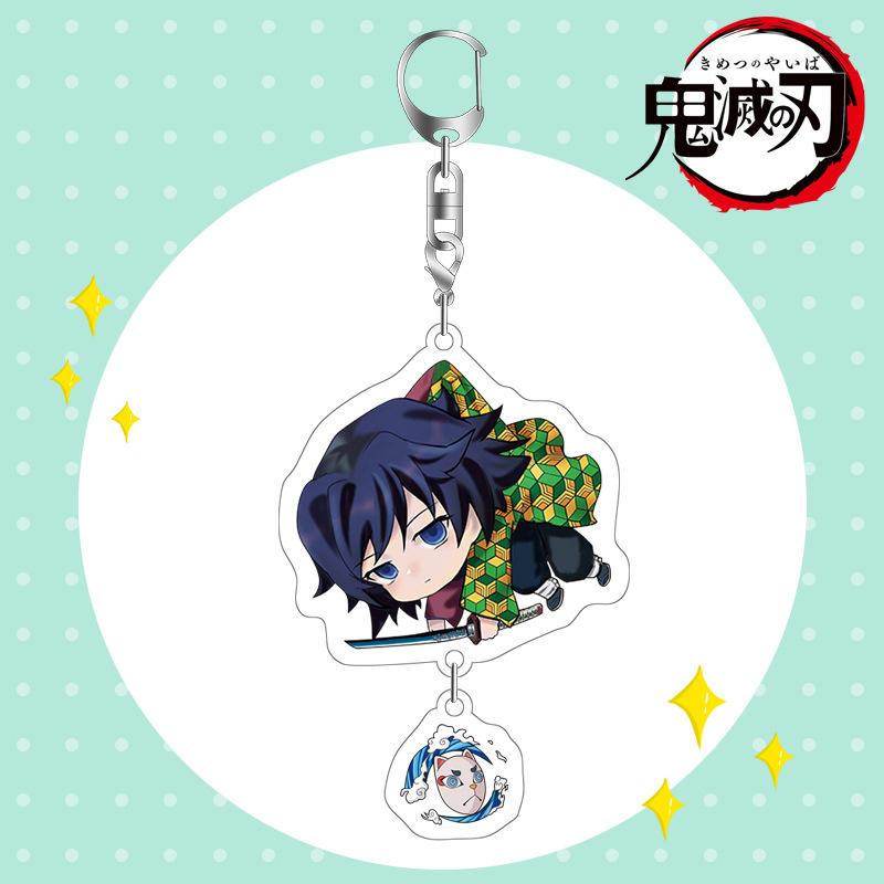 Demon Slayer Acrylic Keychain Tanjiro Nezuko Anime Double Sided Key Ring Accessories for Cosplay Set Gift Fans