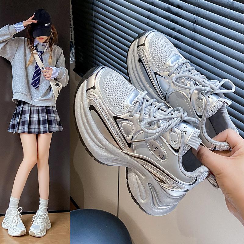 Women's Shoes Ins Korean Version of New Dad Shoes Women's 2025 Summer Student Sports Running Casual Shoes Platform Heightening Shoes HB301