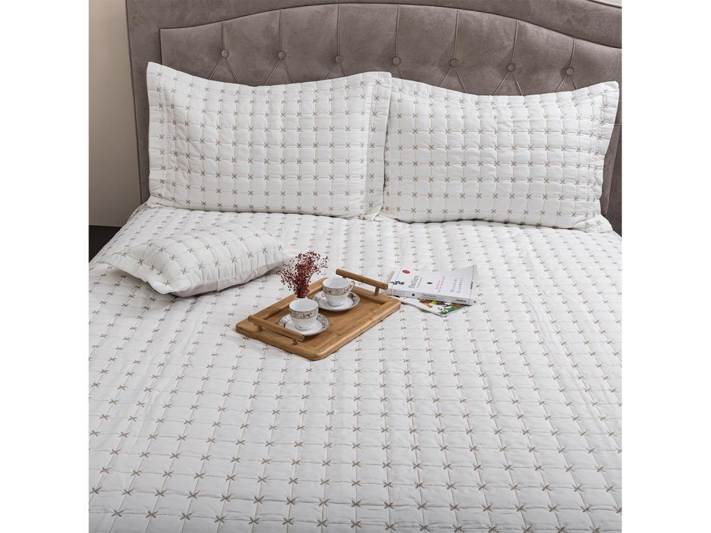 Krém na dvojitý prošívaný přehoz Yıldız