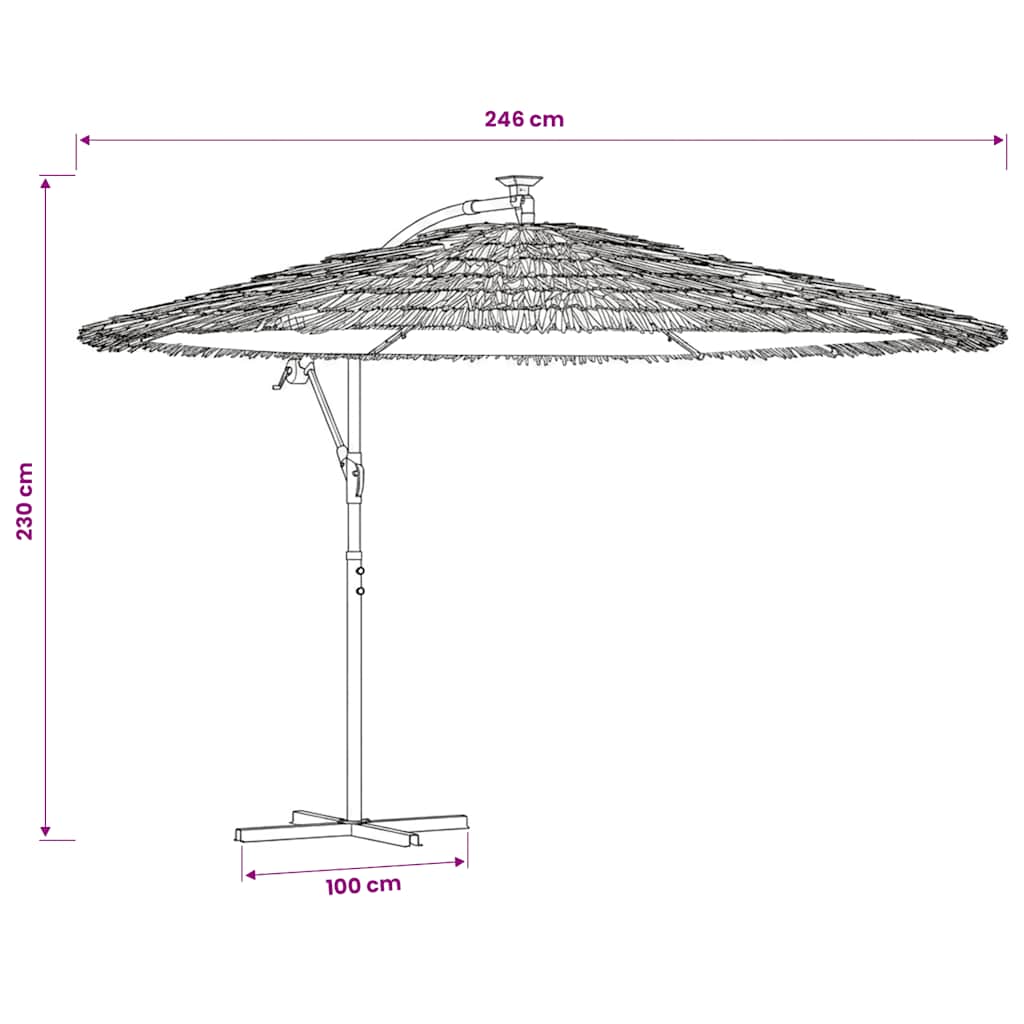 Brauner LED-Sonnenschirm mit Stahlmast 246 x 246 x 230 cm