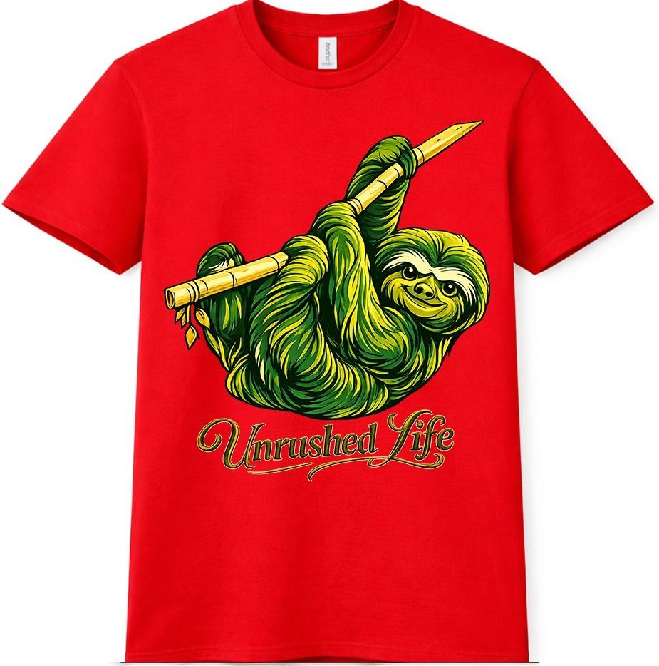 Cute Sloth T Shirt Unrushed Life Relaxed Lazy Animal Graphic Tee Casual Top S