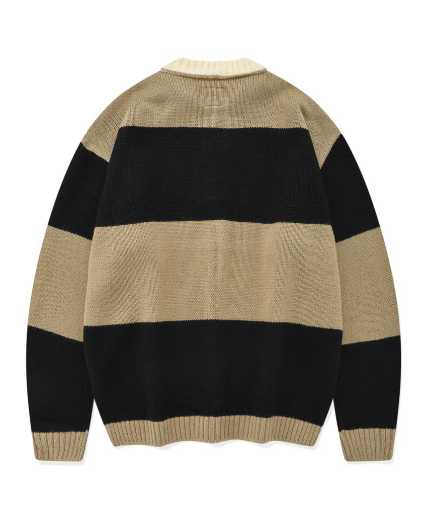 VISION STREETWEAR Vsw Washable Stripe Polo Knit Beige