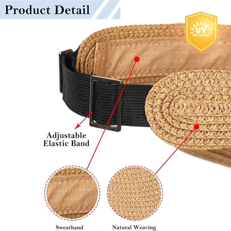 Summer Women's Wide-brimmed Sun Hat Foldable Solid Color Leisure Holiday Empty Top Breathable Straw Hat UV-proof Beach Hat