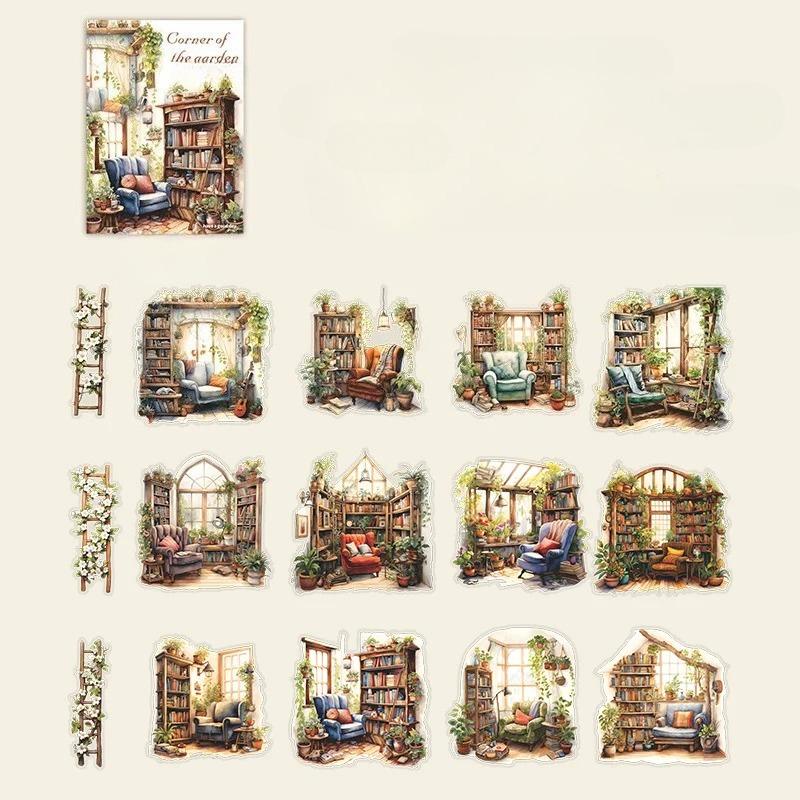 30 Sheet Beautiful Garden Themed Stickers Elegant Garden Scenes for Hand Account Decoration Scrapbook Collage