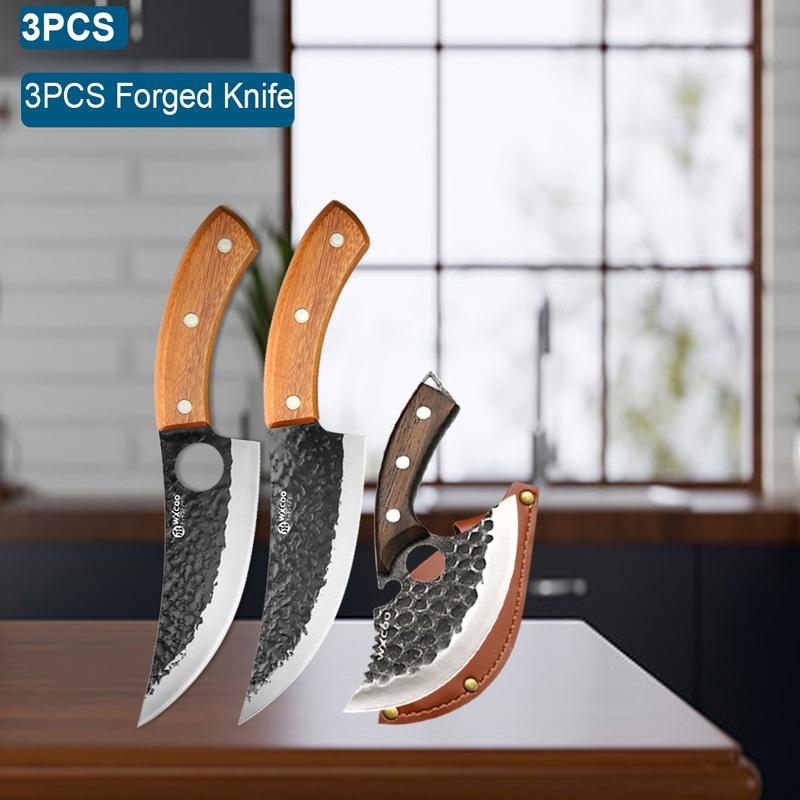 WXCOO Hand Forged Butcher Knife for Cutting Meat Professional Chef Knives for Chopping Vegetables Slicing Cooking Kitchen Knife