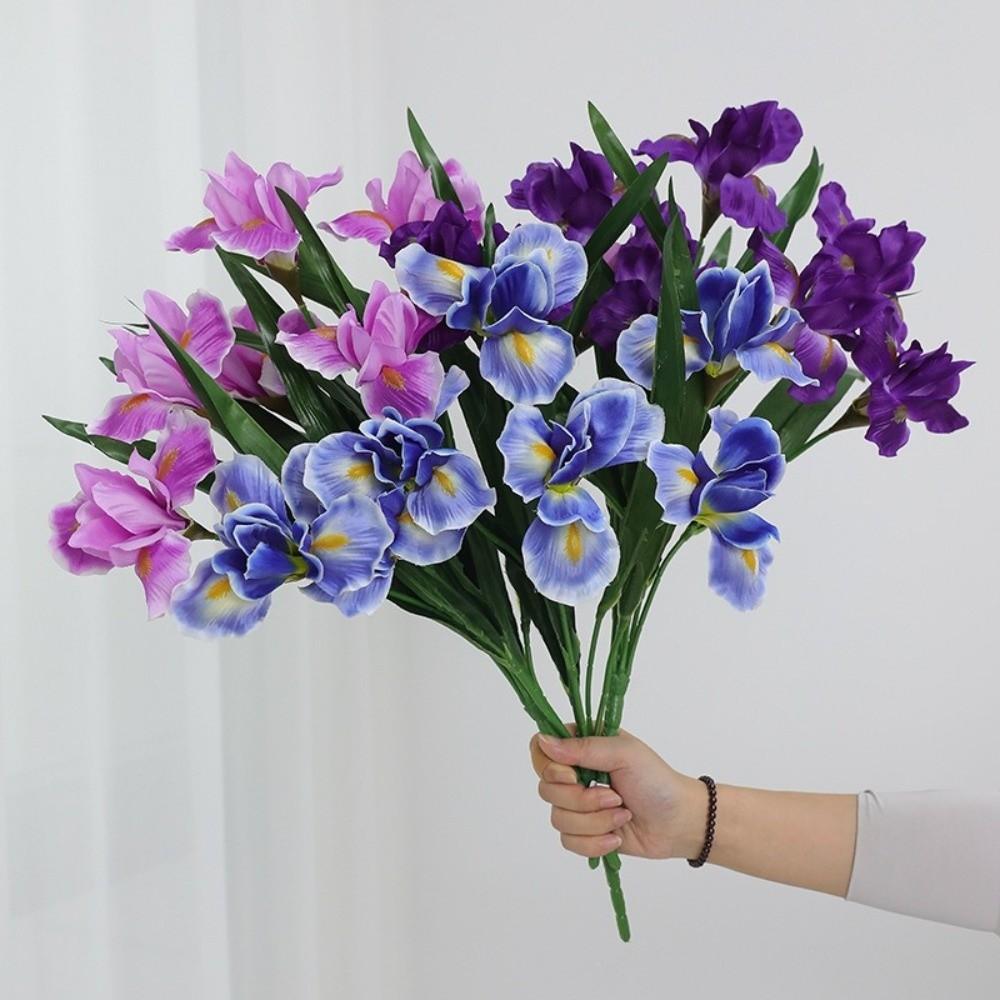 Real Touch Artificial Iris Flower Branch Realistic Cymbidium Branch Faux Flower  Living Room