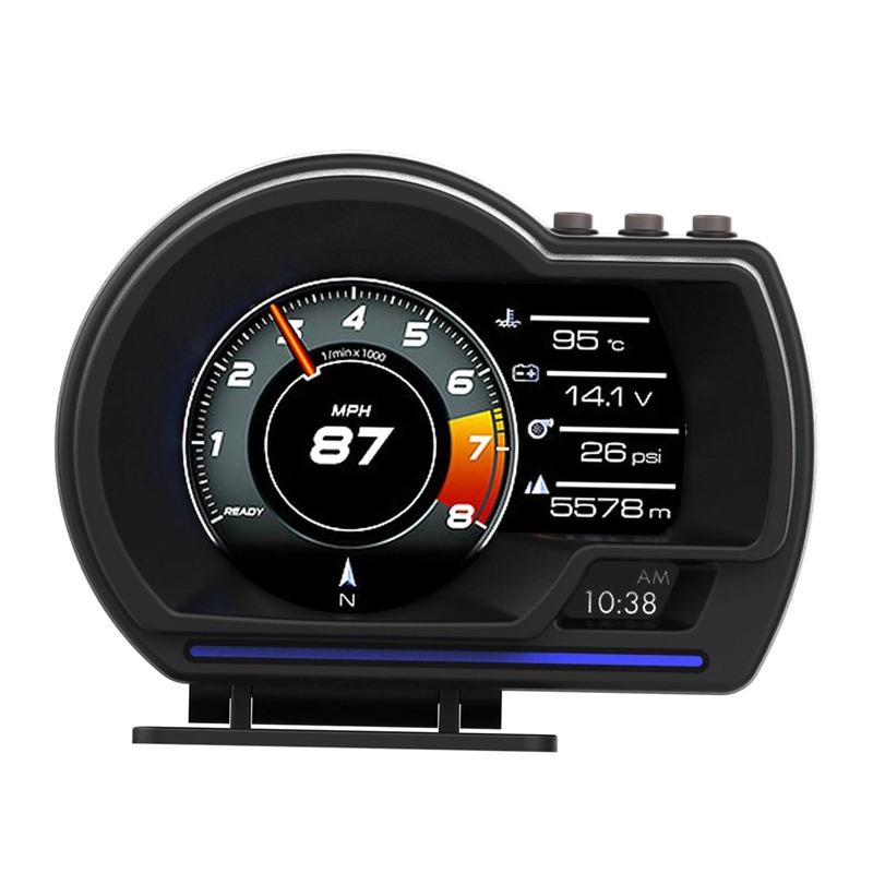 Smart Gauge HUD OBD2 Diagnostic Scanner GPS Speedometer Turbo RPM Alarm HD Display for SUV Car Truck