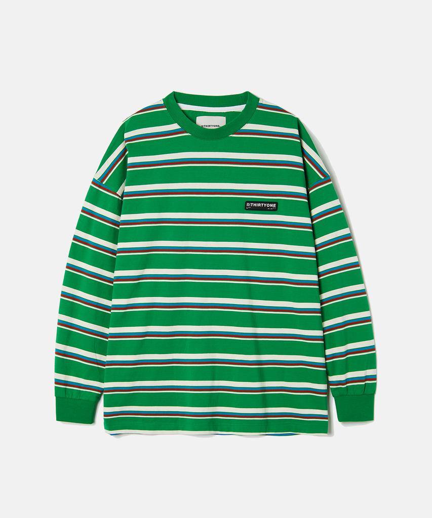 Dirty One Multi Stripe Long-Sleeved T-Shirt (Green)