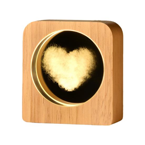 Custom 3D Photo Faux Crystal Night Light Personalized Engraved Picture Clear Ball with LED Light And Wood Base Memorial Gift for Birthday Anniversary